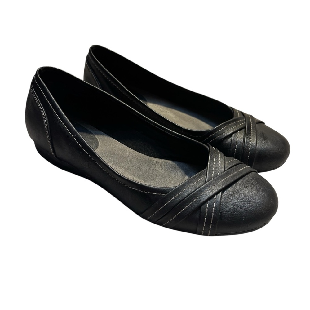Wear. Ever. Ballet Flats Size 8.5 Black Gibbs Flats Faux Leather Round Toe Comfy